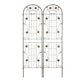 2 Pack Metal Garden Trellis 86.7" x 19.7" Rustproof Trellis for Climbing Plants Outdoor Flower Support Brown