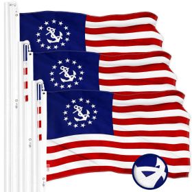 3 Pack American USA Yacht Ensign Flag 3x5 Ft ToughWeave Series Embroidered 300D Polyester Nautical Flag Embroidered Stars Sewn Stripes Indoor Out