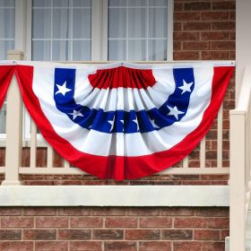1 Pack USA Pleated Fan Flag 3x6 Feet American USA Bunting Decoration Flags PRINTED Patriotic Stars & Stripes with Canvas Header and Brass Grommet