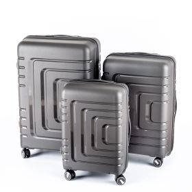 Hardshell Suitcase Spinner Wheels PP Luggage Sets Lightweight Durable Suitcase with TSA Lock,3-Piece Set (21/25/29)Dark Gray2305