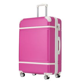 Hardshell Luggage with TSA lock , 24" Expandable Lightweight Suitcase with Spinner Wheels, Single Vintage Luggage,Pink