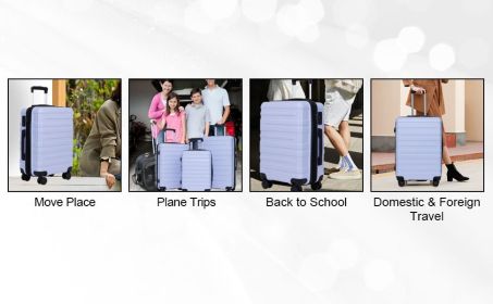 luggage sets 3 piece,carry-on luggage with wheels,check in luggage,28/24/20 inch luggage,tsa approved lock,hardshell suitcase,Blue Purple