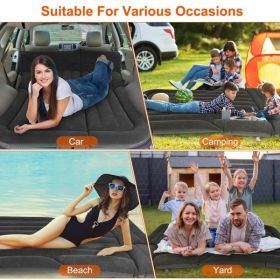 Air Mattress,SUV Air Mattress Thickened Camping Bed Cushion with Pillow Air Pump Storage Bag PVC Flocked Car Bed for Home Car Travel Camping (bla