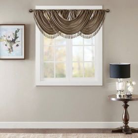 Faux Silk Waterfall Embellished Valance Bronze 38x46"