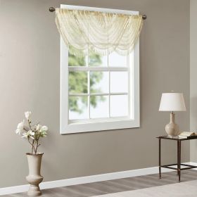 Diamond Sheer Embroidered Waterfall Valance Ivory 38x46"