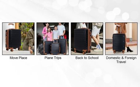 luggage sets 3 piece,carry-on luggage with wheels,check in luggage,28/24/20 inch luggage,tsa approved lock,hardshell suitcase,Blue ,Black