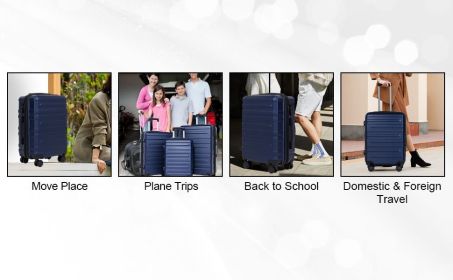 luggage sets 3 piece,carry-on luggage with wheels,check in luggage,28/24/20 inch luggage,tsa approved lock,hardshell suitcase,Blue