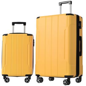 Luggage Sets 2 Piece, Hardshell ABS Lightweight and Expandable(only 28") Suitcases with Double Wheels, Carry-on Luggage, 2-Piece Set (20/28), Yel