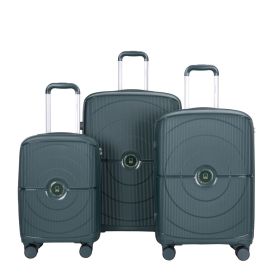 NEW Hardshell Suitcase Double Spinner Wheels PP Luggage Sets Lightweight Durable Suitcase with TSA Lock,3-Piece Set (20/24/28) , Green