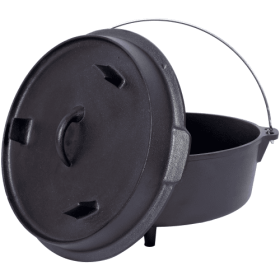 Outdoor Camping Deep Pot For Camping Fireplace Cooking Barbecue Baking Campfire (Color: black)