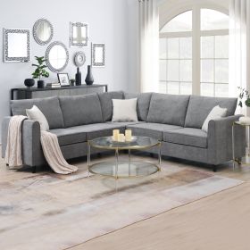 New 91 91  Modern L-Shape Sectional Sofa  Upholstered Living Room Couch (Color: Grey)