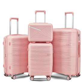 Luggage 4 Piece Sets(14/20/24/28), Hard Shell Lightweight TSA Lock Carry on Expandable Suitcase with Spinner Wheels Travel Set for Men Women (Color: as Pic)