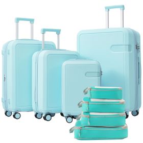 4 Piece Luggage Set with Compression Packing Cubes for Suitcase Expanable Spinner Wheels Lightweight Suitcase with TSA Lock 16 IN+20IN+24IN+28IN (Color: as Pic)