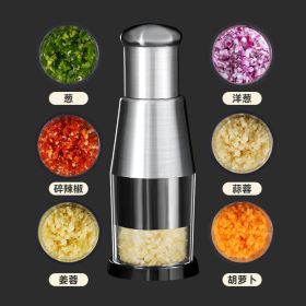 Garlic Crusher Onion Chopper Multipeler Vegetables Chopper Manual Garlic Press Machine Garlic Squeezer Kitchen Gadget (Color: black)